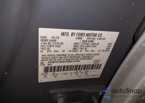 2023 Ford Mustang Mach-E Premium from USA, damaged, VIN 3FMTK3SS2PMA35780